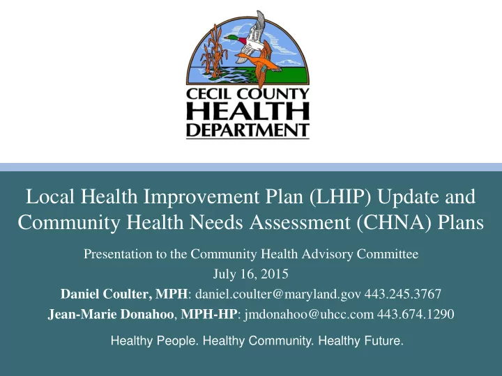 local health improvement plan lhip update and