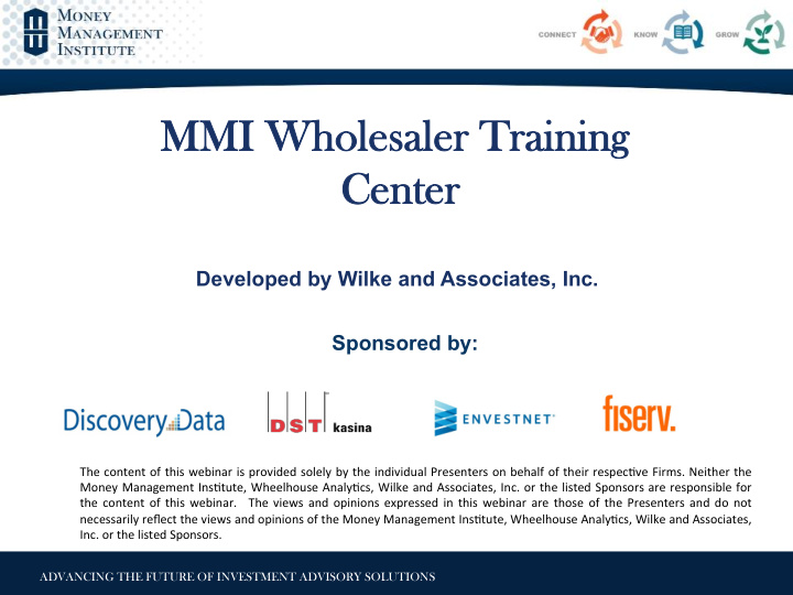 mmi w wholesaler t training ce cente ter developed by