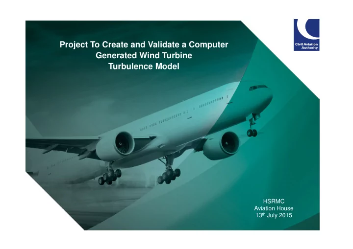 project to create and validate a computer generated wind