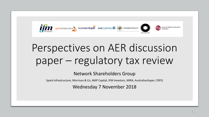 perspectives on aer discussion paper regulatory tax review