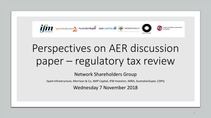 perspectives on aer discussion paper regulatory tax review