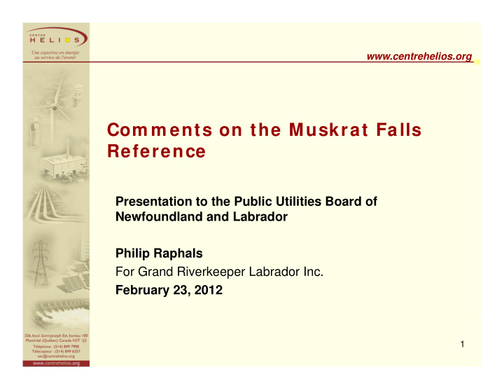 com m ents on the muskrat falls reference