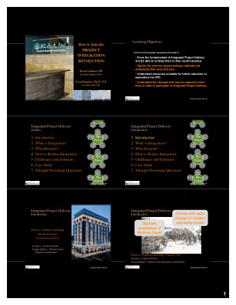 1  Integrated Project Delivery  Integrated Project Delivery  Introduction  Introduction  Could we