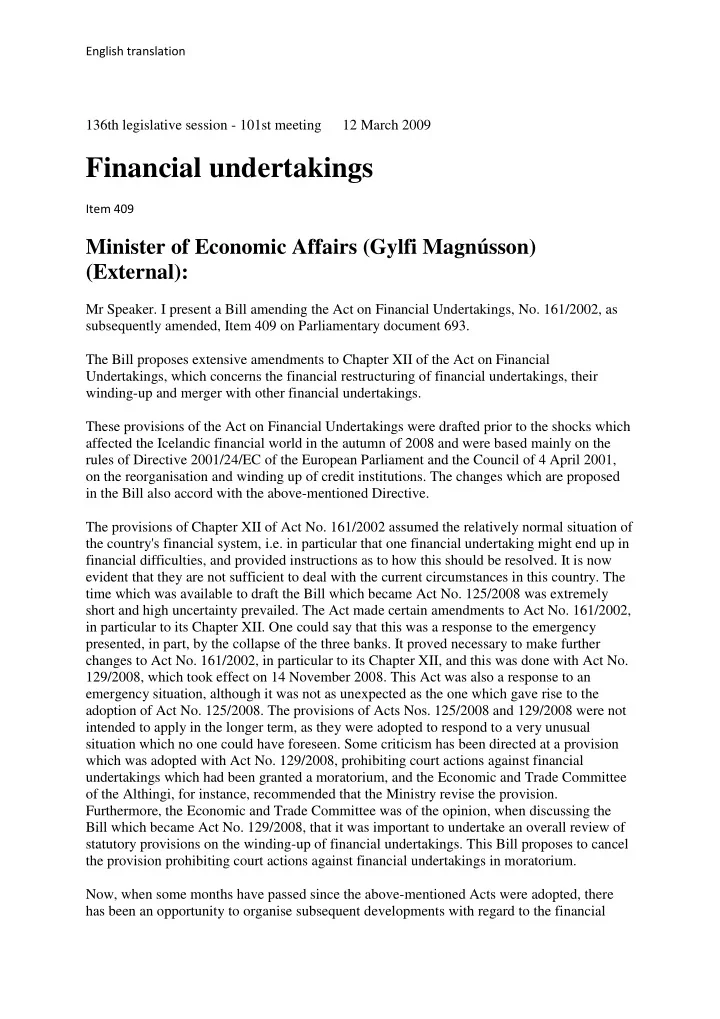financial undertakings