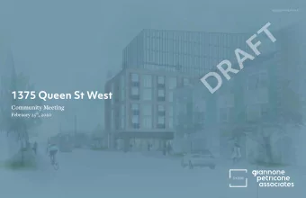 1375 Queen St West  Community Meeting February 25 th , 2020  WITHOUT PREJUDICE  DRAFT  VISION