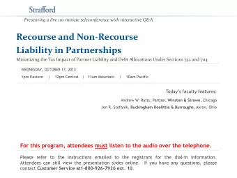 Liability in Partnerships  Minimizing the Tax Impact of Partner Liability and Debt Allocations