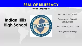 Indian Hills  Supervisor of World  Languages  High School  201-337-0100, ext. 3353