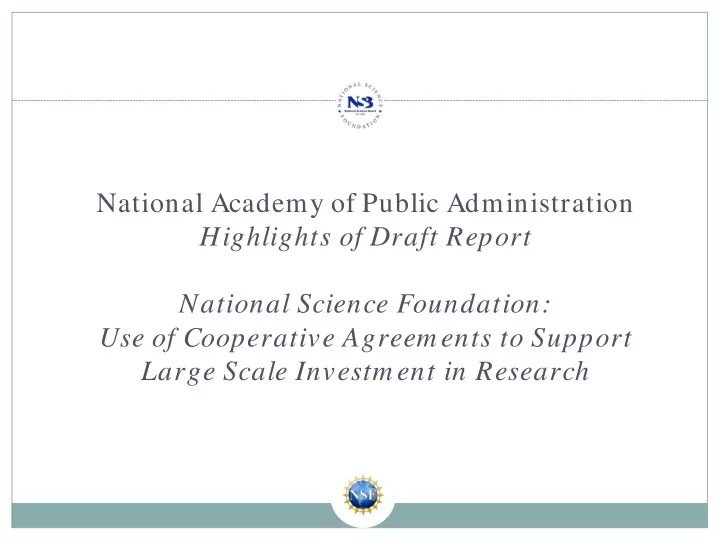 national academy of public administration highlights of