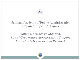 National Academy of Public Administration  Highlights of Draft Report  National Science Foundation: