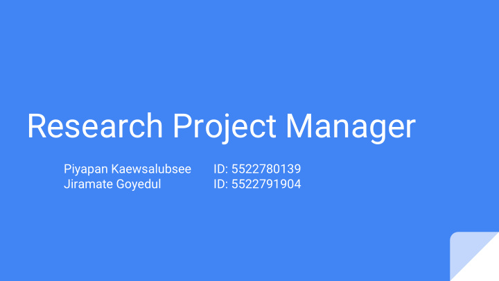 research project manager
