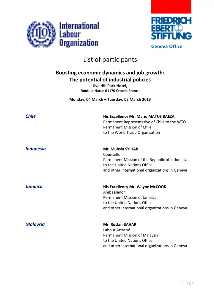 list of participants