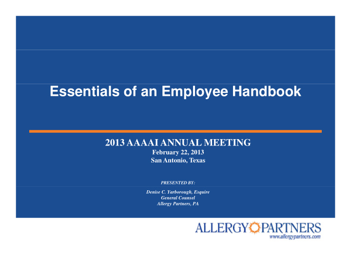 essentials of an employee handbook