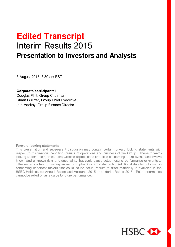 edited transcript interim results 2015 presentation to
