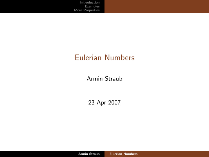 eulerian numbers