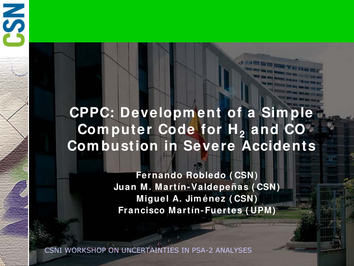 cppc developm ent of a sim ple com puter code for h 2 and