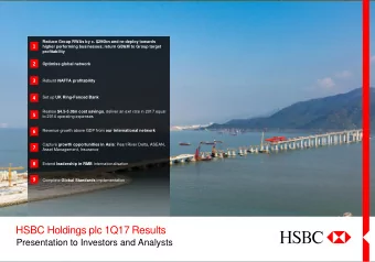 HSBC Holdings plc 1Q17 Results  Presentation to Investors and Analysts  1  Our highlights 1 st