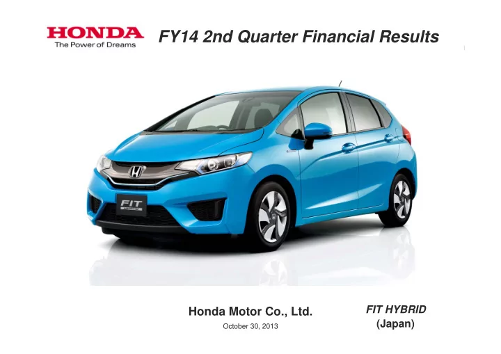 fy14 2nd quarter financial results
