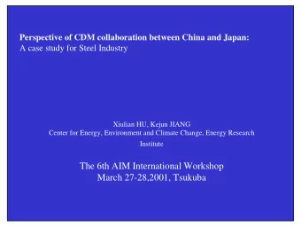 The 6th AIM International Workshop  March 27-28,2001, Tsukuba  CO2 emission reduction potential by