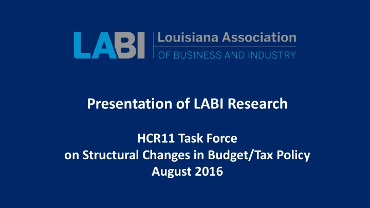 presentation of labi research