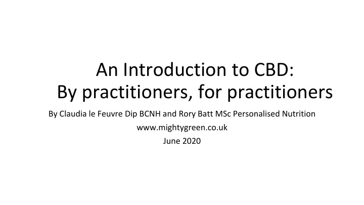 by practitioners for practitioners