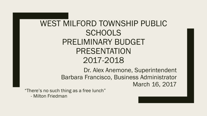 west milford township public schools preliminary budget