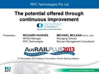 continuous improvement  RICHARD HUGHES MICHAEL MCLEAN FAICD, CMC  Presenters:  WHSQ Manager