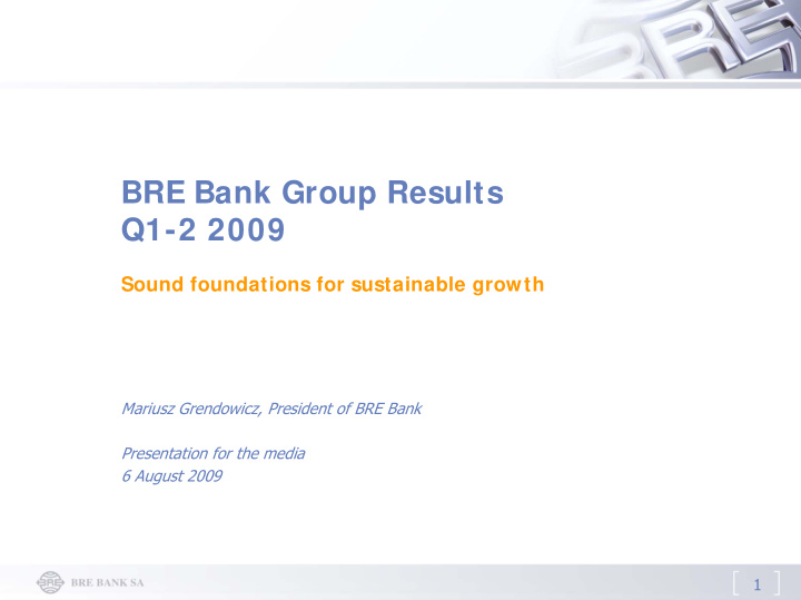 bre bank group results q1 2 2009