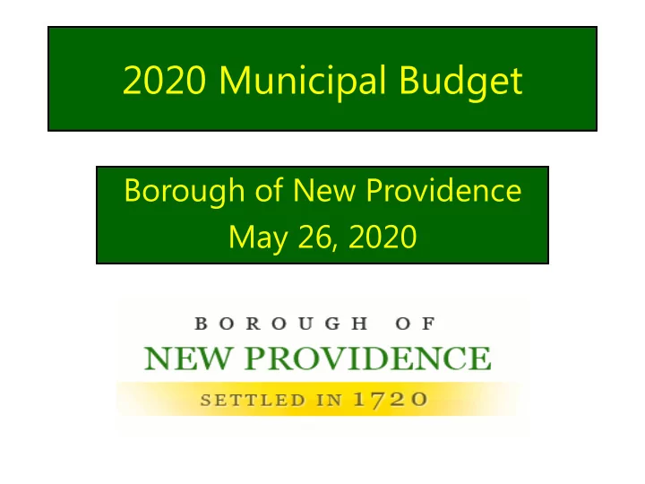 2020 municipal budget
