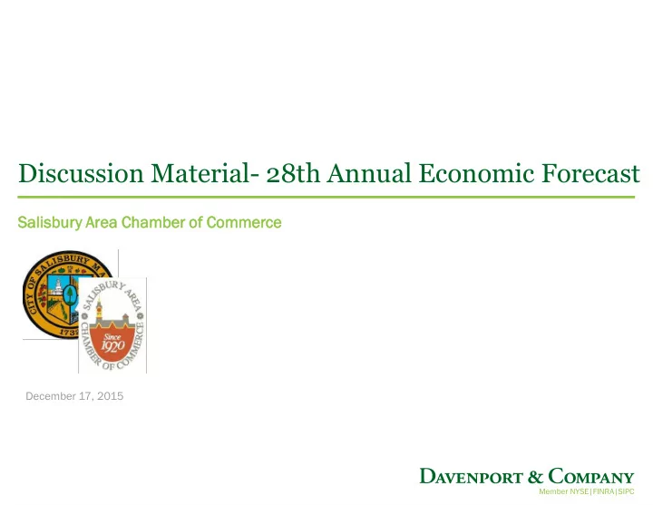 discussion material 28th annual economic forecast