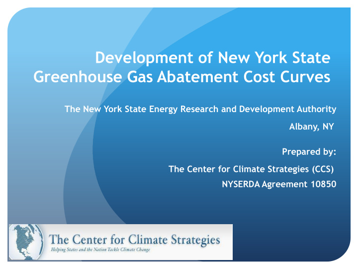 development of new york state greenhouse gas abatement