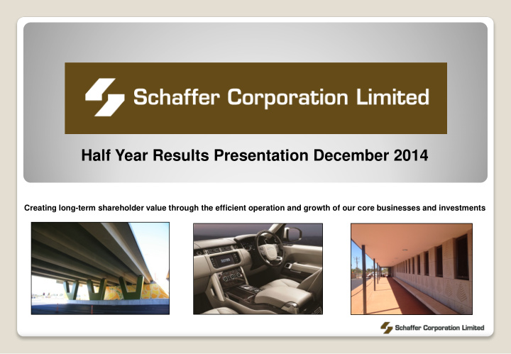 half year results presentation december 2014
