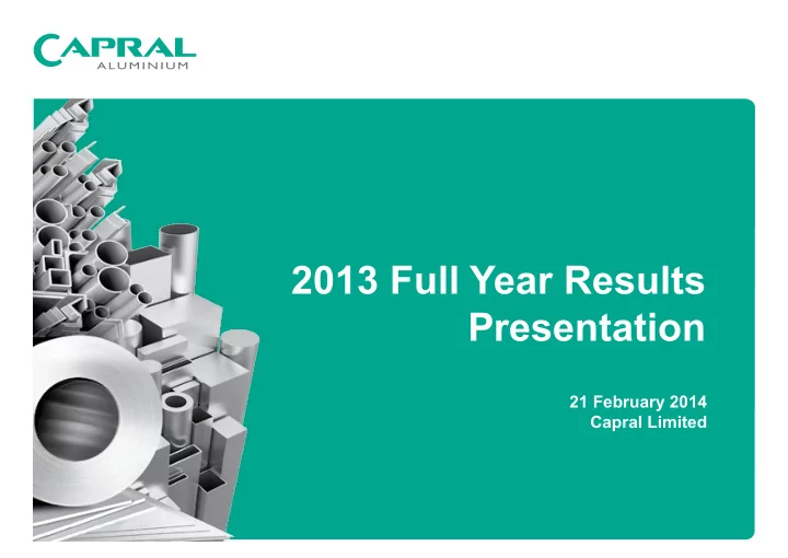 2013 full year results presentation