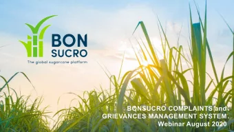 BONSUCRO COMPLAINTS and  GRIEVANCES MANAGEMENT SYSTEM  Webinar August 2020  INTRO  On Monday 15th