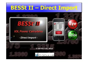 JCRS, December 2006  www.besstformula.com Original formula derived from regression analysis on: