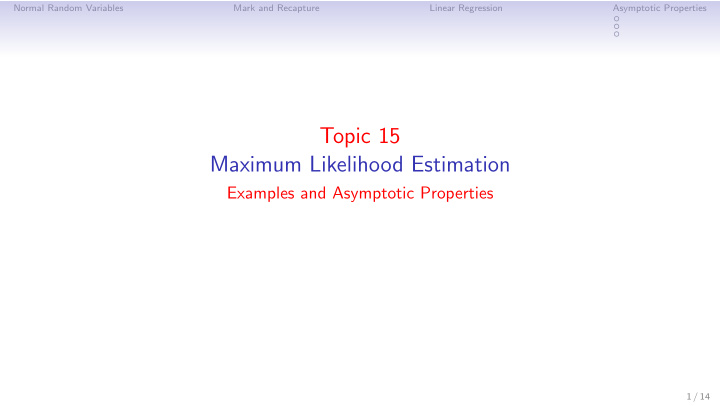 topic 15 maximum likelihood estimation