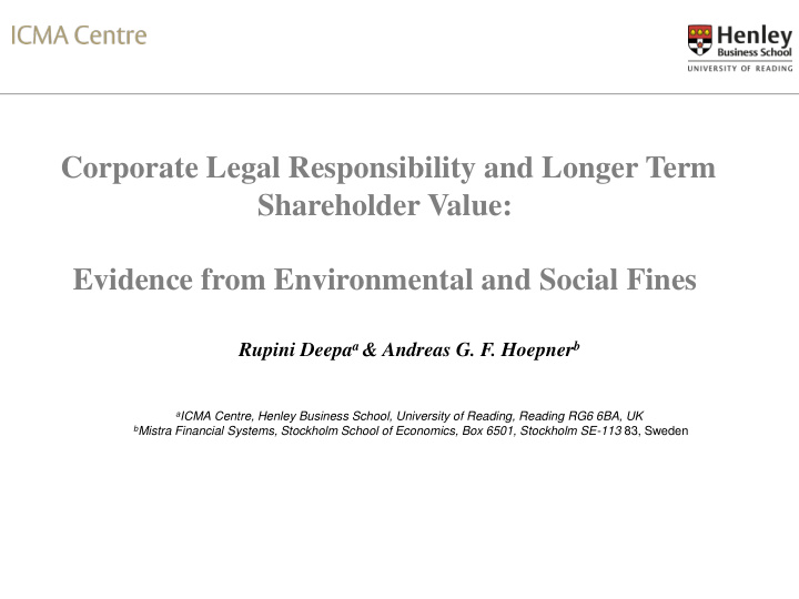 corporate legal responsibility and longer term