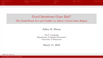 Good Intentions Gone Bad?  The Dodd-Frank Act and Conflict in Africas Great Lakes Region