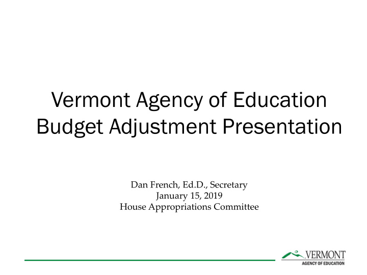 budget adjustment presentation