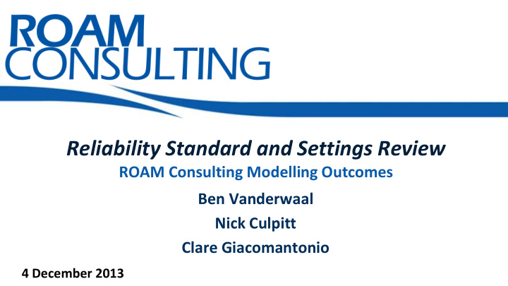 reliability standard and settings review