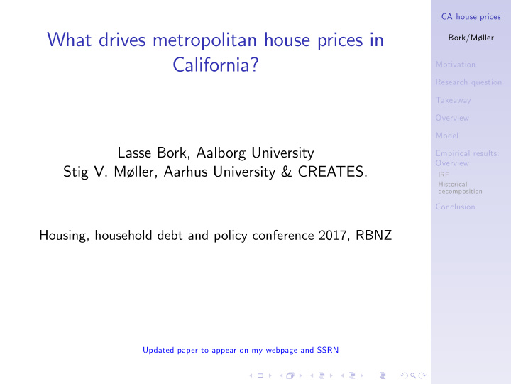 what drives metropolitan house prices in