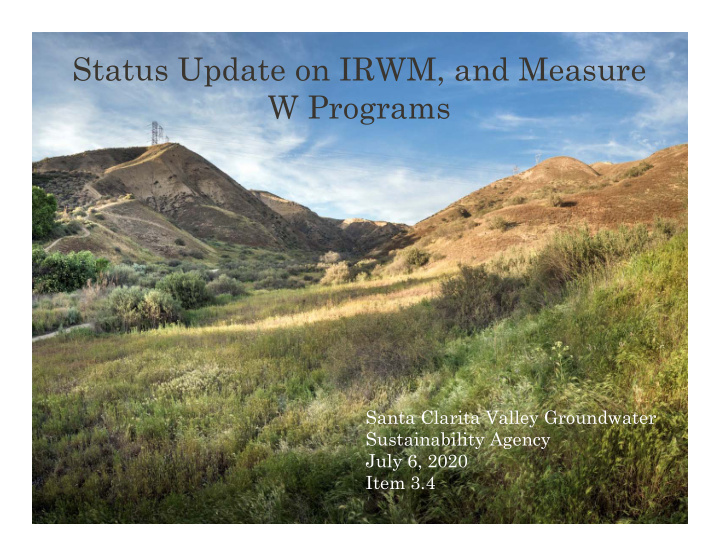 status update on irwm and measure w programs