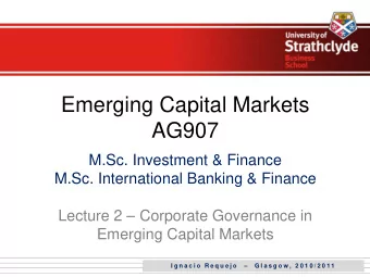 Emerging Capital Markets  AG907  M.Sc. Investment &amp; Finance  M.Sc. International Banking &amp;