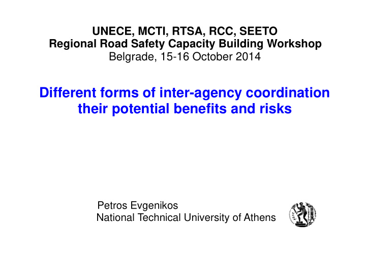 regional road safety capacity building workshop belgrade