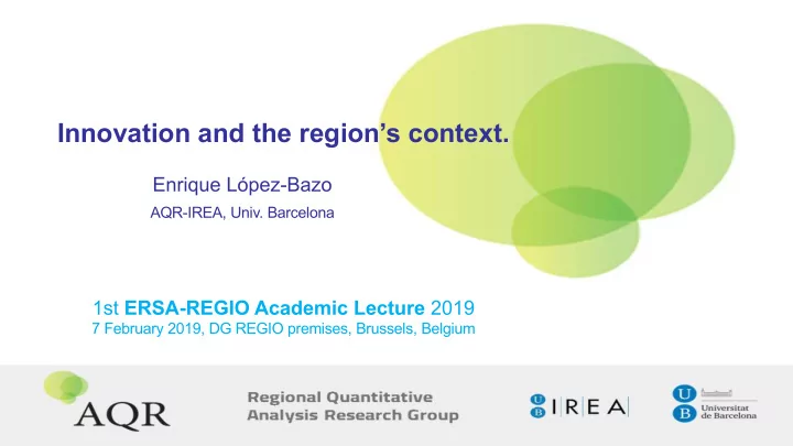 innovation and the region s context