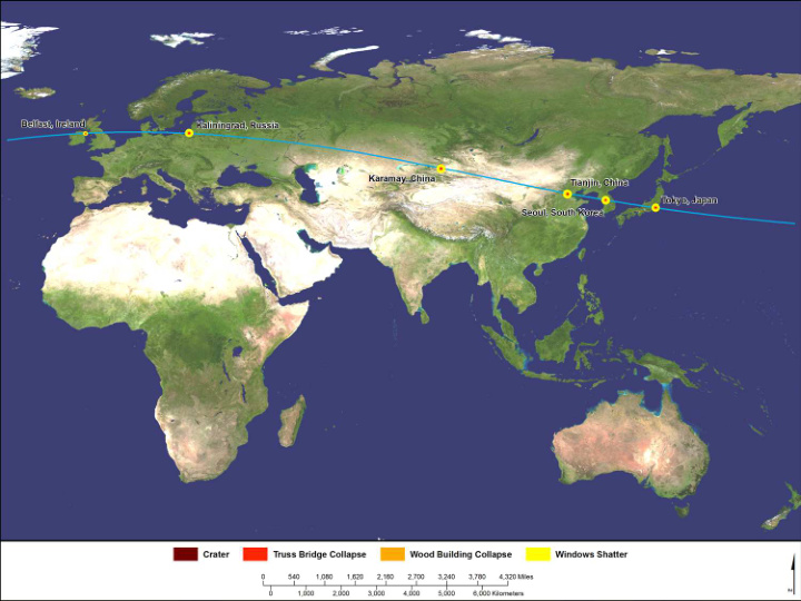 potential population at risk along impact corridor