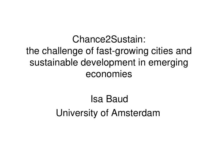 the challenge of fast growing cities and