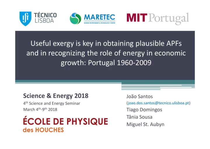 useful exergy is key in obtaining plausible apfs and in