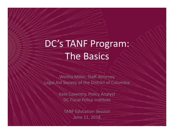 dc s tanf program the basics