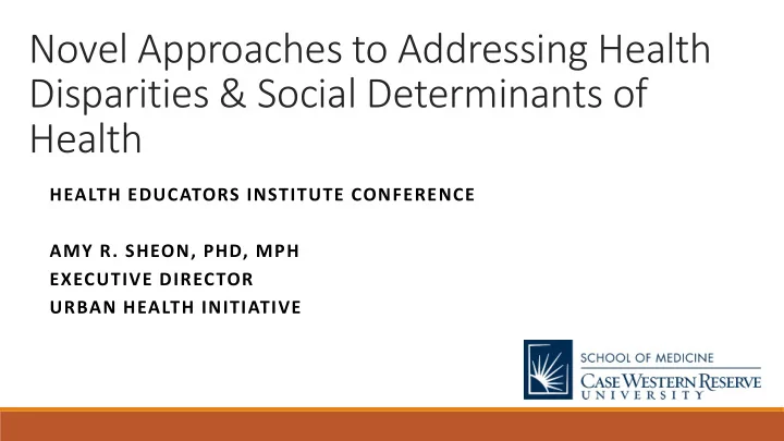 novel approaches to addressing health disparities amp
