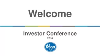 Welcome  Investor Conference  2016  Forward-looking statements  This presentation includes